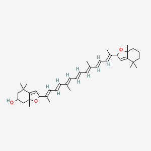 molecular formula C40H56O3 B1237616 2-[(2E,4E,6E,8E,10E,12E,14E)-15-(4,4,7a-trimethyl-2,5,6,7-tetrahydro-1-benzofuran-2-yl)-6,11-dimethylhexadeca-2,4,6,8,10,12,14-heptaen-2-yl]-4,4,7a-trimethyl-2,5,6,7-tetrahydro-1-benzofuran-6-ol 