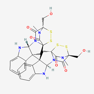molecular formula C30H28N6O6S4 B1237617 (1S,3R,11R,14R)-14-(hydroxymethyl)-3-[(1S,3R,11R,14R)-14-(hydroxymethyl)-18-methyl-13,17-dioxo-15,16-dithia-10,12,18-triazapentacyclo[12.2.2.01,12.03,11.04,9]octadeca-4,6,8-trien-3-yl]-18-methyl-15,16-dithia-10,12,18-triazapentacyclo[12.2.2.01,12.03,11.04,9]octadeca-4,6,8-triene-13,17-dione 