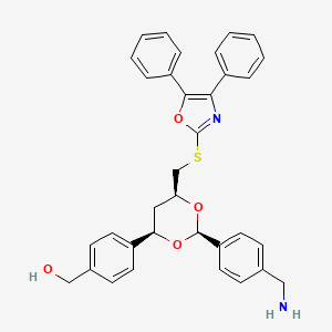 molecular formula C34H32N2O4S B1237665 [4-[(2S,4R,6S)-2-[4-(aminomethyl)phenyl]-6-[(4,5-diphenyl-1,3-oxazol-2-yl)sulfanylmethyl]-1,3-dioxan-4-yl]phenyl]methanol 