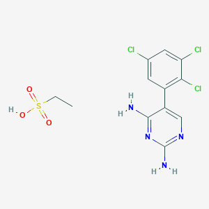 molecular formula C12H13Cl3N4O3S B123769 5-(2,3,5-Trichlorophenyl)pyrimidine-2,4-diamine ethane sulfonate CAS No. 144425-86-5