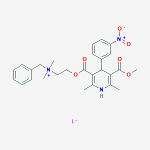 molecular formula C27H32IN3O6 B123772 Benzyl-[2-[5-methoxycarbonyl-2,6-dimethyl-4-(3-nitrophenyl)-1,4-dihydropyridine-3-carbonyl]oxyethyl]-dimethylazanium;iodide CAS No. 196930-16-2