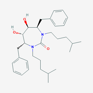 molecular formula C31H46N2O3 B123789 2H-1,3-Diazepin-2-one, hexahydro-5,6-dihydroxy-1,3-bis(4-methylpentyl)-4,7-bis(phenylmethyl)-, (4R,5S,6S,7R)- CAS No. 153181-49-8