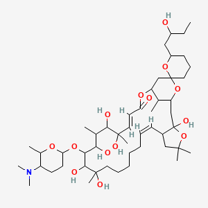 molecular formula C49H85NO14 B1237929 (8Z,22E)-17-[5-(dimethylamino)-6-methyloxan-2-yl]oxy-3,15,16,18,20,21-hexahydroxy-6'-(2-hydroxybutyl)-5,5,15,19,21,30-hexamethylspiro[4,25,29-trioxatricyclo[24.3.1.03,7]triaconta-8,22-diene-28,2'-oxane]-24-one CAS No. 152986-49-7
