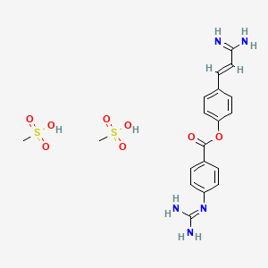 molecular formula C19H25N5O8S2 B1237931 4-(beta-Amidinoethenyl)phenyl-4-guanidinobenzoate dimethanesulfonate CAS No. 80251-33-8
