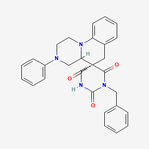 molecular formula C28H26N4O3 B1237992 (5R)-3'-phenyl-1-(phenylmethyl)spiro[1,3-diazinane-5,5'-2,4,4a,6-tetrahydro-1H-pyrazino[1,2-a]quinoline]-2,4,6-trione 