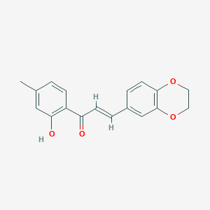 molecular formula C18H16O4 B1238012 (2E)-3-(2,3-dihydro-1,4-benzodioxin-6-yl)-1-(2-hydroxy-4-methylphenyl)prop-2-en-1-one 