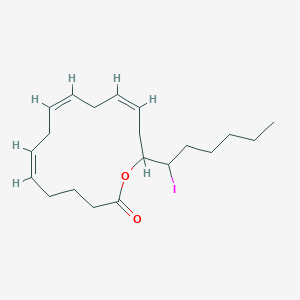 molecular formula C20H31IO2 B1238026 Oxacyclopentadeca-6,9,12-trien-2-one, 15-(1-iodohexyl)- CAS No. 78000-90-5