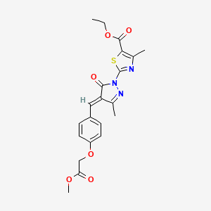 molecular formula C21H21N3O6S B1238041 ethyl 2-[(4E)-4-[[4-(2-methoxy-2-oxoethoxy)phenyl]methylidene]-3-methyl-5-oxopyrazol-1-yl]-4-methyl-1,3-thiazole-5-carboxylate 
