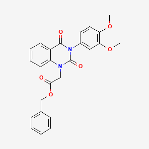 molecular formula C25H22N2O6 B1238043 benzyl 2-[3-(3,4-dimethoxyphenyl)-2,4-dioxo-1,2,3,4-tetrahydroquinazolin-1-yl]acetate 