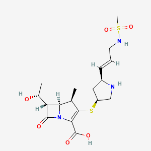 (4R,5S,6S)-6-[(1R)-1-hydroxyethyl]-3-[(3S,5S)-5-[(E)-3-(methanesulfonamido)prop-1-enyl]pyrrolidin-3-yl]sulfanyl-4-methyl-7-oxo-1-azabicyclo[3.2.0]hept-2-ene-2-carboxylic acid