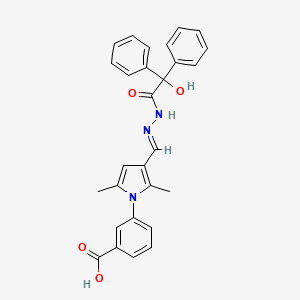 3-[3-[(E)-[(2-hydroxy-2,2-diphenylacetyl)hydrazinylidene]methyl]-2,5-dimethylpyrrol-1-yl]benzoic acid