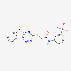 molecular formula C18H12F3N5OS B1238181 2-(5H-[1,2,4]triazino[5,6-b]indol-3-ylthio)-N-[3-(trifluoromethyl)phenyl]acetamide 