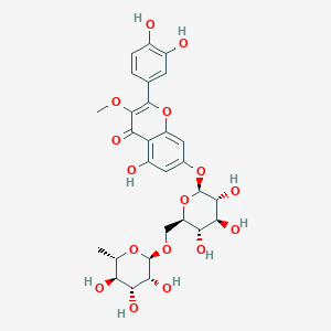 molecular formula C28H32O16 B1238215 3',4',5,7-tetrahydroxy-3-methoxyflavone-7-O-alpha-L-rhamnopyranosyl-(1->6)-beta-D-glucopyranoside 