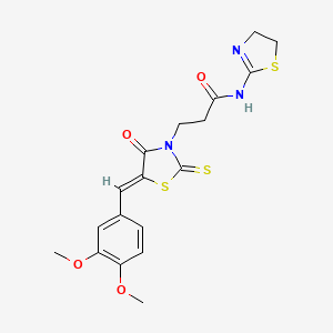 N-(4,5-dihydro-1,3-thiazol-2-yl)-3-[(5Z)-5-[(3,4-dimethoxyphenyl)methylidene]-4-oxo-2-sulfanylidene-1,3-thiazolidin-3-yl]propanamide