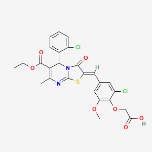 (2-chloro-4-{(Z)-[5-(2-chlorophenyl)-6-(ethoxycarbonyl)-7-methyl-3-oxo-5H-[1,3]thiazolo[3,2-a]pyrimidin-2(3H)-ylidene]methyl}-6-methoxyphenoxy)acetic acid