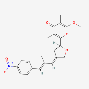 2-methoxy-3,5-dimethyl-6-[(4E)-4-[(E)-2-methyl-3-(4-nitrophenyl)prop-2-enylidene]oxolan-2-yl]pyran-4-one