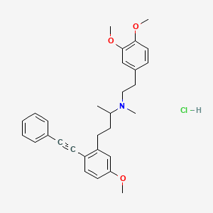 molecular formula C30H36ClNO3 B1238275 N-[2-(3,4-dimethoxyphenyl)ethyl]-5-methoxy-N,alphadimethyl-2-(phenyl)ethynyl benzenepropanamine hydrochloride 