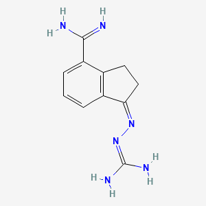 molecular formula C11H14N6 B1238347 (E)-2-(4-carbamimidoyl-2,3-dihydro-1H-inden-1-ylidene)hydrazinecarboximidamide 