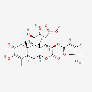 molecular formula C28H36O12 B1238386 methyl (1R,2S,3R,6R,8R,13S,14R,15R,16S)-10,15,16-trihydroxy-3-[(Z)-4-hydroxy-3,4-dimethylpent-2-enoyl]oxy-9,13-dimethyl-4,11-dioxo-5,18-dioxapentacyclo[12.5.0.01,6.02,17.08,13]nonadec-9-ene-17-carboxylate 