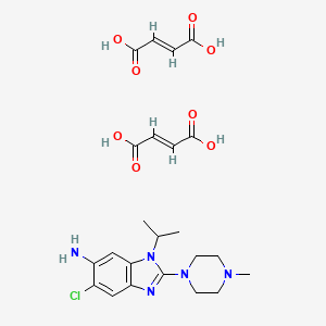molecular formula C23H30ClN5O8 B1238424 6-Amino-5-chloro-1-isopropyl-2-(4-methyl-1-piperazinyl)benzimidazole dimaleate CAS No. 148565-09-7
