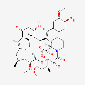 molecular formula C43H69NO12 B1238432 15,19-Epoxy-3H-pyrido[2,1-c][1,4]oxaazacyclotricosine-1,7,20,21(4H,23H)-tetrone, 8-ethyl-5,6,8,11,12,13,14,15,16,17,18,19,24,25,26,26a-hexadecahydro-5,19-dihydroxy-3-[(1E)-2-[(1R,3R,4R)-4-hydroxy-3-methoxycyclohexyl]-1-methylethenyl]-14,16-dimethoxy-4,10,12,18-tetramethyl-, (3S,4R,5S,8R,9E,12S,14S,15R,16S,18R,19R,26aS)- 