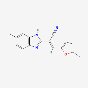(E)-2-(6-methyl-1H-benzimidazol-2-yl)-3-(5-methylfuran-2-yl)prop-2-enenitrile