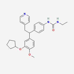 B1238613 (R)-N-(4-(1-(3-Cyclopentyloxy-4-methoxyphenyl)-2-(4-pyridyl)ethyl)phenyl)-N'-ethylurea CAS No. 225919-29-9