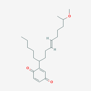molecular formula C22H34O3 B1238629 2,5-Cyclohexadiene-1,4-dione, 2-methoxy-6-(10-pentadecenyl)-, (Z)- CAS No. 97987-89-8