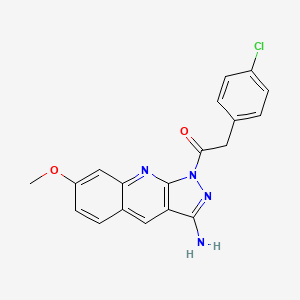 molecular formula C19H15ClN4O2 B1238646 1-(3-氨基-7-甲氧基-1-吡唑并[3,4-b]喹啉基)-2-(4-氯苯基)乙酮 