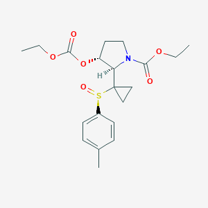molecular formula C20H27NO6S B123865 Ethyl 3-(ethoxycarbonyloxy)-2-(1-(4-tolylsulfinyl)cyclopropyl)-1-pyrrolidinecarboxylate CAS No. 145568-18-9