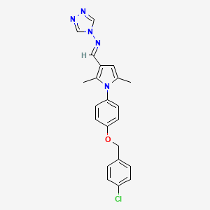 molecular formula C22H20ClN5O B1238651 1-[1-[4-[(4-chlorophenyl)methoxy]phenyl]-2,5-dimethylpyrrol-3-yl]-N-(1,2,4-triazol-4-yl)methanimine 