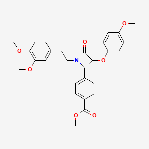 molecular formula C28H29NO7 B1238660 Methyl 4-[1-[2-(3,4-dimethoxyphenyl)ethyl]-3-(4-methoxyphenoxy)-4-oxoazetidin-2-yl]benzoate 