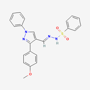 molecular formula C23H20N4O3S B1238684 N'-{[3-(4-methoxyphenyl)-1-phenyl-1H-pyrazol-4-yl]methylene}benzenesulfonohydrazide 