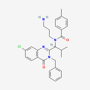 molecular formula C30H33ClN4O2 B1238704 N-(3-aminopropyl)-N-[1-[7-chloro-4-oxo-3-(phenylmethyl)-2-quinazolinyl]-2-methylpropyl]-4-methylbenzamide 
