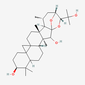 molecular formula C30H48O5 B1238707 (2S,3S,4R,9S,17R,19R,21R,22R)-22-(2-hydroxypropan-2-yl)-3,8,8,17,19-pentamethyl-23,24-dioxaheptacyclo[19.2.1.01,18.03,17.04,14.07,12.012,14]tetracosane-2,9-diol 