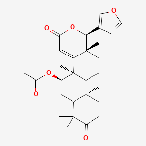 molecular formula C28H34O6 B1238710 acetic acid [(1R,4bR,5R,10aR,12aR)-1-(3-furanyl)-4b,7,7,10a,12a-pentamethyl-3,8-dioxo-5,6,6a,10b,11,12-hexahydro-1H-naphtho[2,1-f][2]benzopyran-5-yl] ester 