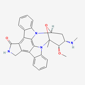 molecular formula C28H26N4O3 B1238711 (3S,4S,6S)-3-甲氧基-2-甲基-4-(甲基氨基)-29-氧杂-1,7,17-三氮杂八环[12.12.2.12,6.07,28.08,13.015,19.020,27.021,26]二十九烯-16-酮 