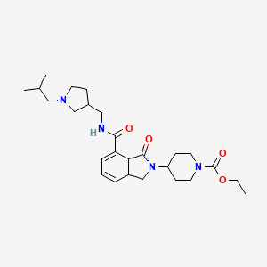 molecular formula C26H38N4O4 B1238735 4-[4-[[[1-(2-methylpropyl)-3-pyrrolidinyl]methylamino]-oxomethyl]-3-oxo-1H-isoindol-2-yl]-1-piperidinecarboxylic acid ethyl ester 