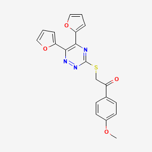 molecular formula C20H15N3O4S B1238770 2-[[5,6-Bis(2-furanyl)-1,2,4-triazin-3-yl]thio]-1-(4-methoxyphenyl)ethanone 