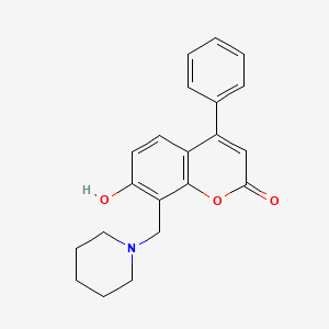 molecular formula C21H21NO3 B1238804 Coumarin, 7-hydroxy-4-phenyl-8-(piperidinomethyl)- CAS No. 10549-67-4