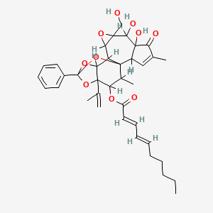 molecular formula C37H44O10 B1238818 [6,7-dihydroxy-8-(hydroxymethyl)-4,18-dimethyl-5-oxo-14-phenyl-16-prop-1-en-2-yl-9,13,15,19-tetraoxahexacyclo[12.4.1.01,11.02,6.08,10.012,16]nonadec-3-en-17-yl] (2E,4E)-deca-2,4-dienoate CAS No. 55306-11-1