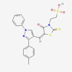 2-((5E)-5-{[3-(4-Methylphenyl)-1-phenyl-1H-pyrazol-4-YL]methylene}-4-oxo-2-thioxo-1,3-thiazolidin-3-YL)ethanesulfonic acid