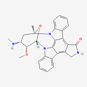 molecular formula C28H26N4O3 B1238849 (2S,3R,4R,6R)-3-methoxy-6-methyl-4-(methylamino)-29-oxa-1,7,17-triazaoctacyclo[12.12.2.12,6.07,28.08,13.015,19.020,27.021,26]nonacosa-8,10,12,14,19,21,23,25,27-nonaen-16-one 