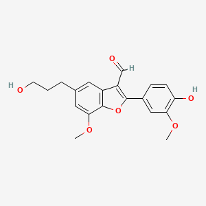 molecular formula C20H20O6 B1238851 2-(4-Hydroxy-3-methoxy-phenyl)-5-(3-hydroxy-propyl)-7-methoxy-benzofuran-3-carbaldehyde 