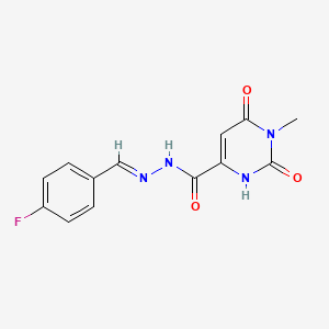 N-[(E)-(4-fluorophenyl)methylideneamino]-3-methyl-2,4-dioxo-1H-pyrimidine-6-carboxamide