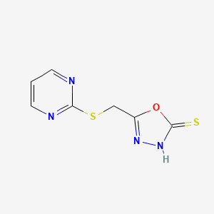 molecular formula C7H6N4OS2 B1238861 5-[(Pyrimidin-2-ylthio)methyl]-1,3,4-oxadiazole-2(3h)-thione 