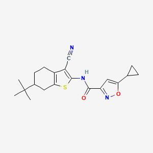 molecular formula C20H23N3O2S B1238876 N-(6-tert-butyl-3-cyano-4,5,6,7-tetrahydro-1-benzothiophen-2-yl)-5-cyclopropyl-1,2-oxazole-3-carboxamide 