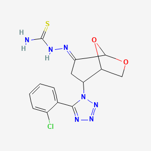molecular formula C14H14ClN7O2S B1238898 [[2-[5-(2-Chlorophenyl)tetrazol-1-yl]-6,8-dioxabicyclo[3.2.1]octan-4-ylidene]amino]thiourea 