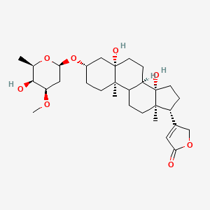 molecular formula C30H46O8 B1238922 3-[(3S,5S,8R,10R,13R,14S,17R)-5,14-dihydroxy-3-[(2R,4R,5S,6R)-5-hydroxy-4-methoxy-6-methyl-tetrahydropyran-2-yl]oxy-10,13-dimethyl-2,3,4,6,7,8,9,11,12,15,16,17-dodecahydro-1H-cyclopenta[a]phenanthren-17-yl]-2H-furan-5-one 