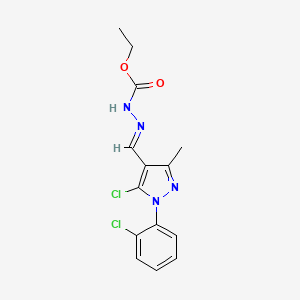 ethyl N-[(E)-[5-chloro-1-(2-chlorophenyl)-3-methylpyrazol-4-yl]methylideneamino]carbamate